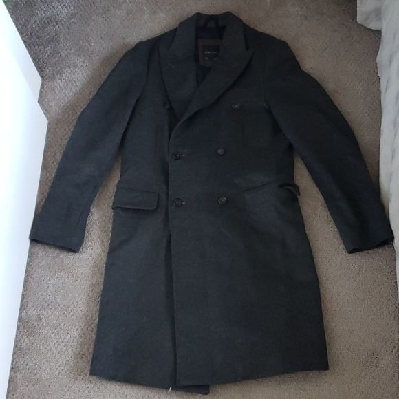 Zara Man Long Wool Gray Pea Coat - Picture 1 of 9